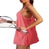 Womens Tennis Dress Workout Mini Dress with Shorts and Pockets Spaghetti Strap Sleeveless Short Sundress Golf Dress (Red,M) view 2