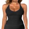iGENJUN Workout Tops for Women Racerback Tank Tops 2025 Yoga Gym Ribbed Sleeveless Shirts Clothes,M,Black view 1