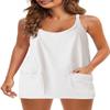 REIOASUD Womens Tennis Dress Workout Mini Dress with Shorts and Pockets Spaghetti Strap Sleeveless Short Sundress Golf Dress (White,L) view 2