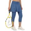 ANIVIVO Skirted Leggings for Women with Pockets, Tennis Yoga Golf Pickleball Skirt with Capris Leggings(Steel Blue,S) view 2