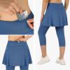ANIVIVO Skirted Leggings for Women with Pockets, Tennis Yoga Golf Pickleball Skirt with Capris Leggings(Steel Blue,S) view 4