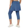 ANIVIVO Skirted Leggings for Women with Pockets, Tennis Yoga Golf Pickleball Skirt with Capris Leggings(Steel Blue,2XL) view 1