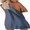 REIOASUD Womens Tennis Dress Workout Mini Dress with Shorts and Pockets Spaghetti Strap Sleeveless Short Sundress Golf Dress (Deep Blue,XL) view 3