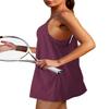 Womens Tennis Dress Workout Mini Dress with Shorts and Pockets Spaghetti Strap Sleeveless Short Sundress Golf Dress (Purple,S) view 2