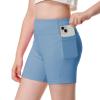 ANIVIVO Girls' 4" Volleyball Biker Dance Shorts - Youth Spandex Yoga Shorts Kids Athletic Running Compression Shorts with Pockets(Blue 8-9) view 1