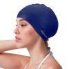 COPOZZ Womens Swim Cap for All Hair - Large, Comfortable Silicone Swimming Cap, Waterproof Design for Long, Short, Thick & Curly Hair | Secure & Comfortable Fit (Blue-12yrs+) view 1