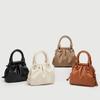 Pleated PU Leather Shoulder Bag Women's Ruched Small Handbag Top Handle Clutch Purse Cloud Pouch Bag (C) view 4