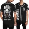 Personalized Barber Jackets Custom Baseball Jersey Uniforms for Hairdresser, Skull Logo Design Your Name Salon Smock & Cape view 1