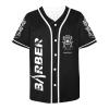 Personalized Barber Jackets Custom Baseball Jersey Uniforms for Hairdresser, Skull Logo Design Your Name Salon Smock & Cape view 3