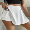 SECOLI Women's 2024 Summer Casual Plain Shorts Solid Color Skort With Pockets view 2