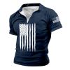 GOKKILRW Independence Day Mens Print Tee Shirts USA Flag 1/4 Zip Short Sleeve Polo Shirt Cotton Comfy Muscle Workout Golf Tee view 1