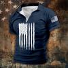 GOKKILRW Independence Day Mens Print Tee Shirts USA Flag 1/4 Zip Short Sleeve Polo Shirt Cotton Comfy Muscle Workout Golf Tee view 2