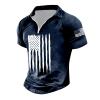 GOKKILRW Independence Day Mens Print Tee Shirts USA Flag 1/4 Zip Short Sleeve Polo Shirt Cotton Comfy Muscle Workout Golf Tee view 3