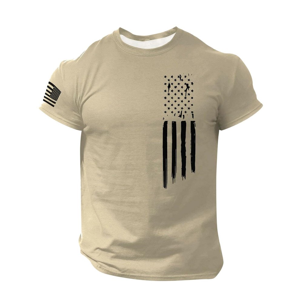 Gym T Shirt For Men Mens Summer Fashion Men Spring Shirts Mens Gym American Flag Shirt T Shirts For Men Beige,4X-Large