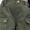 SANGTREE Girls High Waist Casual Y2k Wide Leg Cargo Pants, Army Green, 9-10 Years = Tag 150 view 4