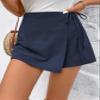 SECOLI Women's 2024 Summer Casual Plain Shorts Tie Knot Side Wrap Asymmetric Skort, Large, Navy Blue view 2