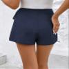 SECOLI Women's 2024 Summer Casual Plain Shorts Tie Knot Side Wrap Asymmetric Skort, Large, Navy Blue view 3