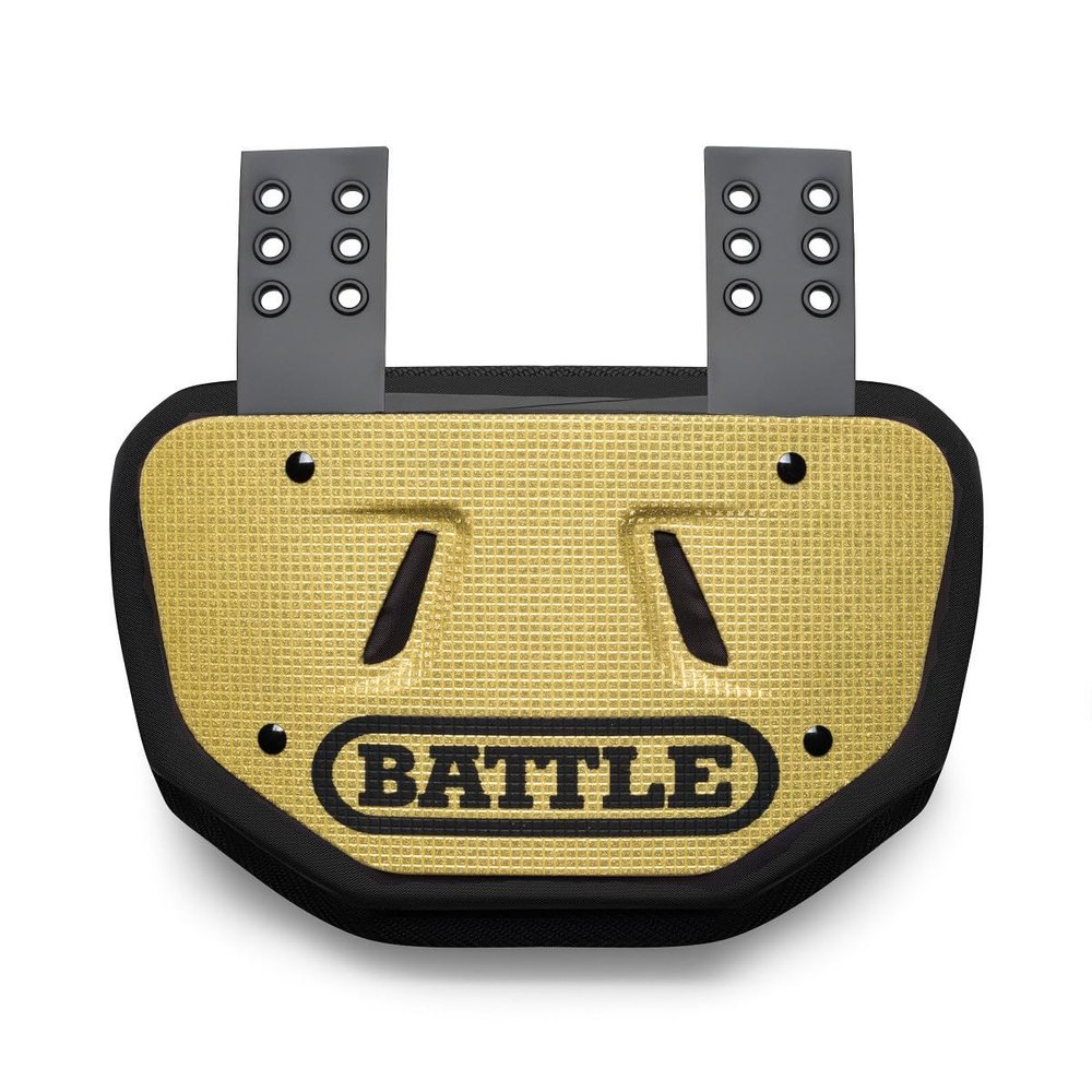 Battle Sports Novelty Football Back Plate Hard Shell Lower Back Protector with Contoured Foam for High-Impact Protection - Youth, Gold Diamond