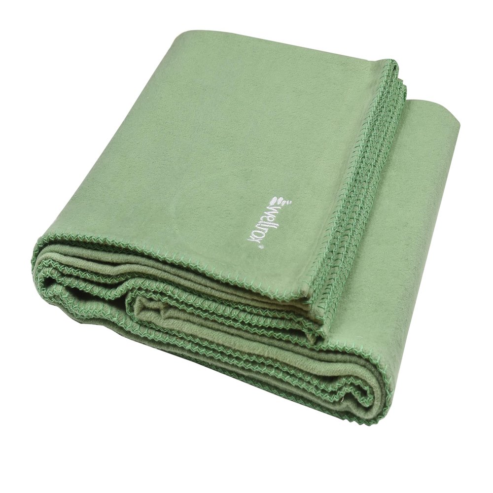 Wellrox Yoga Blanket 100% Indian Cotton - Perfect for Restorative Yoga, Shavasana, and Meditation (GREEN)