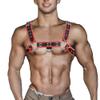Aendu Adjustable Leather Body Chest Half Harness for MenPunk Style Belt with Buckle Closure - Durable and Stylish Design (Red) view 2