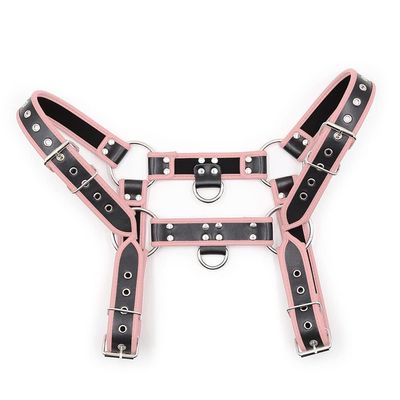 Aendu Adjustable Leather Body Chest Half Harness for MenPunk Style Belt with Buckle Closure - Durable and Stylish Design (Pink)