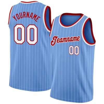 75Gudchoice Custom Basketball Jersey for Men Women Youth, Personalized Stitched Printed Name Number Logo, Light Blue Red Sports Jersey