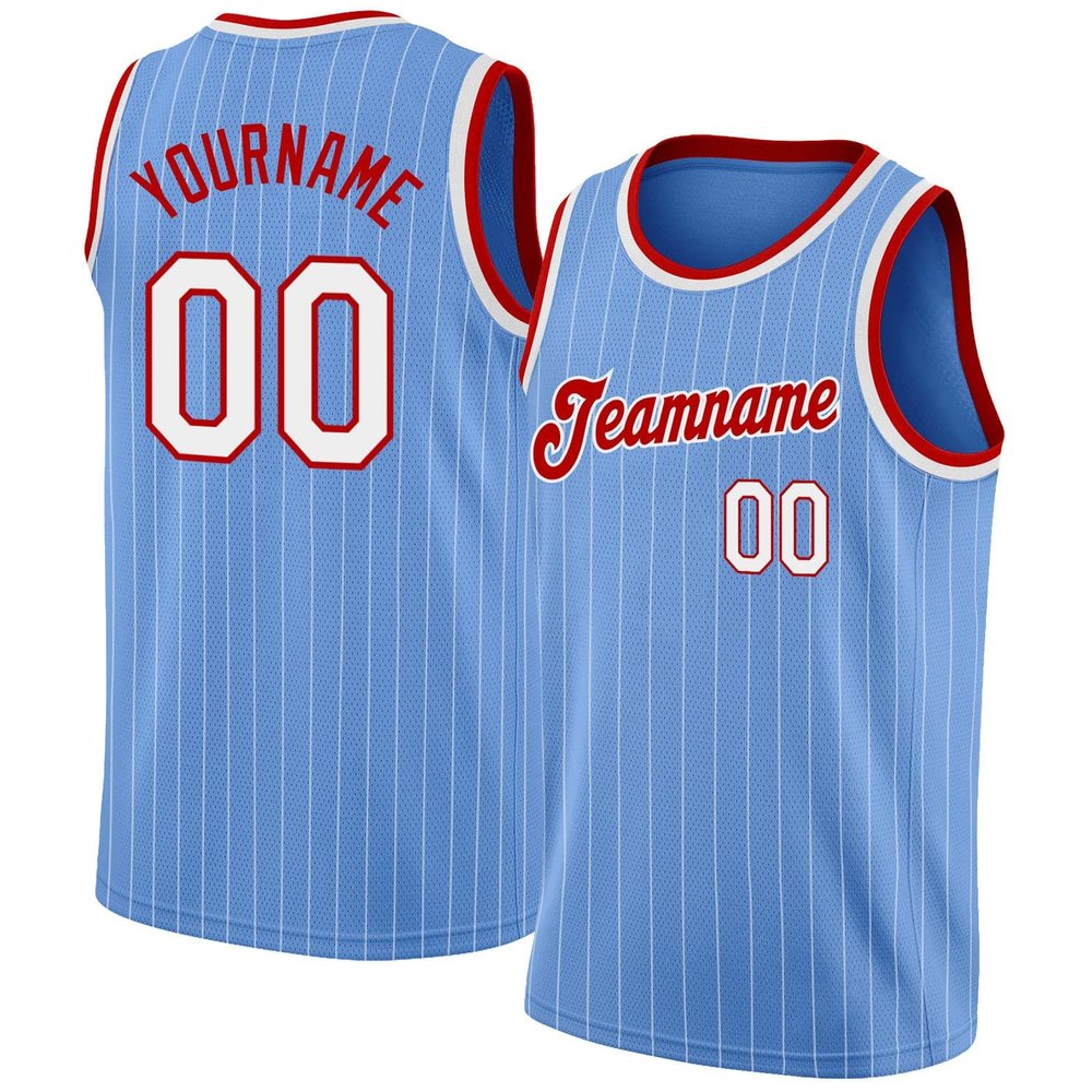 75Gudchoice Custom Basketball Jersey for Men Women Youth, Personalized Stitched Printed Name Number Logo, Light Blue Red Sports Jersey