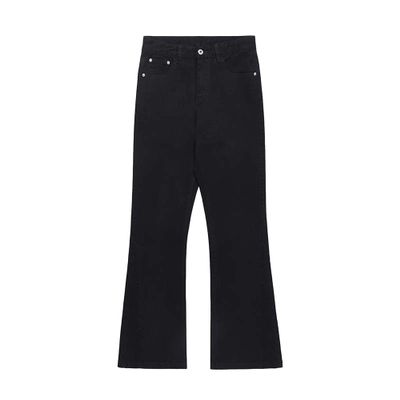 JEsilunmaMY Men's Streetwear Retro Flared Jeans Wash Distressed Straight Jean Trousers Fashion Loose Casual Bell Bottom Jeans (Black,X-Large)
