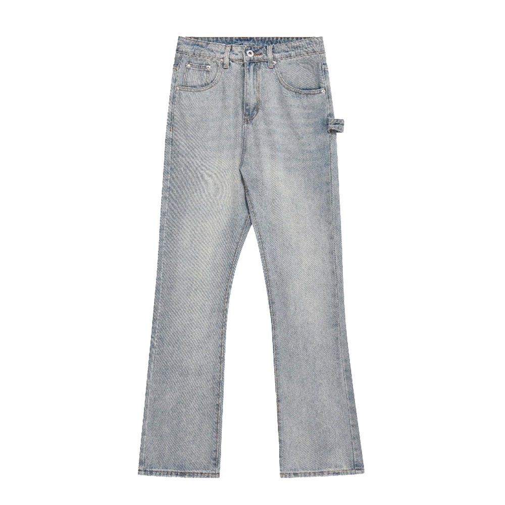 JEsilunmaMY Men's Wash Distressed Denim Pants Relaxed Fit Straight Leg Jeans Trousers Retro Fashion Comfort Baggy Jeans (Light Blue,Large)