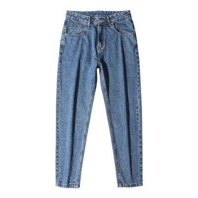 Mens Vintage Baggy Straight Leg Jeans Fashion Comfort Hip Hop Harem Denim Pants Cotton Loose Casual Jean Trouser (Blue,29)