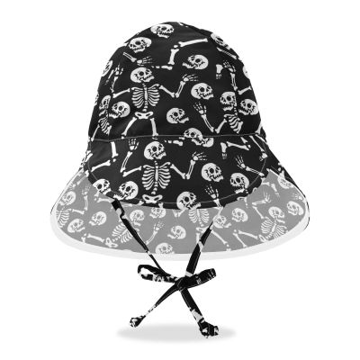 WIFIU Baby Sun Hat for Girls Boys Skull Skeleton Funny Pattern Printed, Toddler Beach Bucket Hats for Camping Travel Outdoor 2-4T