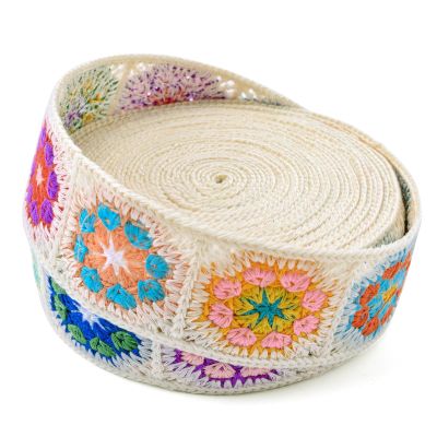 PAXMATE Cotton Webbing, 2 Inch Webbing Crochet Flower Webbing Strap for Bags, Arts and Crafts