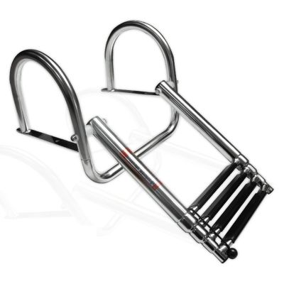 BABYCE Boat Ladder Marine Yacht Pontoon Boat Ladder with Safe Handrails, 4 Step Telescoping Swim Dock Ladder, Heavy Duty Stainless Steel Marine Boat Inboard Ladder