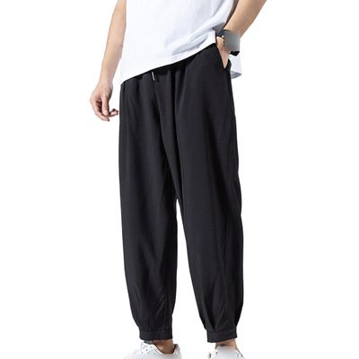 JEsilunmaMY Men's Lightweight Joggers Pants Solid Casual Loose Straight Leg Sweatpants Athletic Slacks for Workout Running (Black,3X-Large)