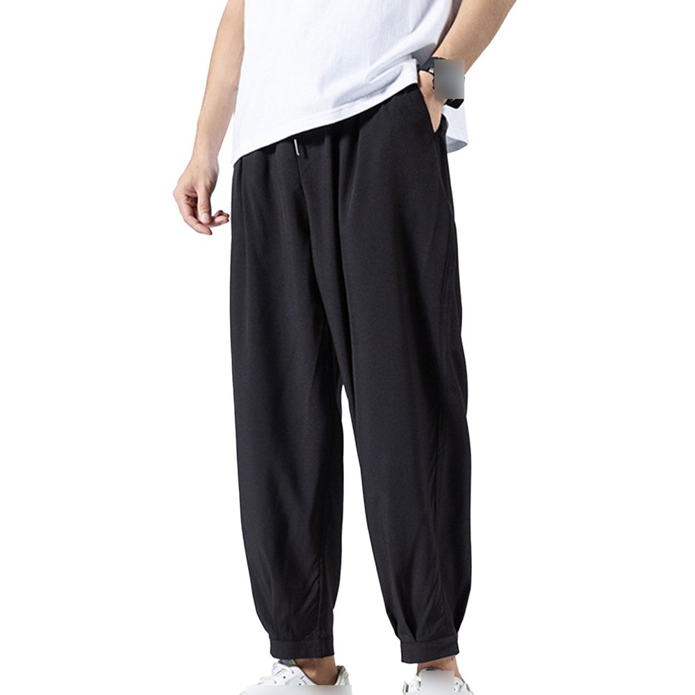 JEsilunmaMY Men's Lightweight Joggers Pants Solid Casual Loose Straight Leg Sweatpants Athletic Slacks for Workout Running (Black,3X-Large)