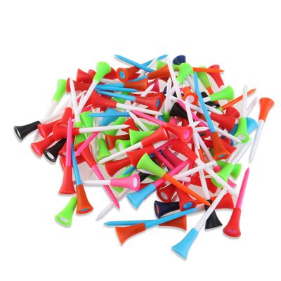 HANABASS Golf Spikes 86mm Plastic Tee Pegs Unbreakable for Golfers (40pcs/Pack) Random Colors