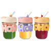 3Pack Milk Juice Cute Water Bottles,12oz Kawaii Glass Water Bottles with Straw and Lid for Girl Women,Portable Handy Water Cup for Juicing,Kombucha,Boba Milk,Fruit Drinks view 1