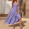 Akklian Womens Summer Dress Casual Loose Sleeveless Vacation Swing Flowy Tiered Sundress Cover up Long Maxi Dress Beach Dress view 2