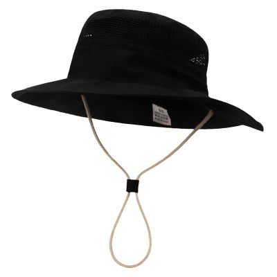 NineFit Basics Kids Wide Brim Adjustable Mesh Sun Hat UPF 50+ Sun Protectio Summer Beach Hat Kid Bucket Hats (Black, 12-24 Months)