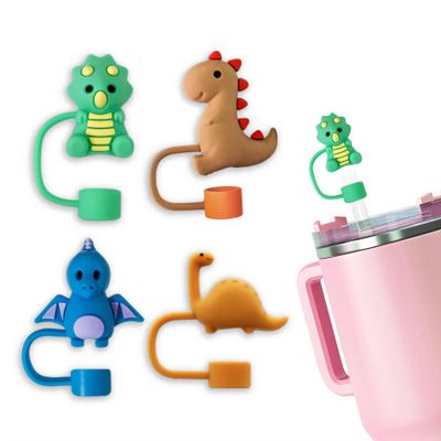 4 Pcs Dinosaur Straw Cover for Stanley 30/40 oz, 0.4in/10mm Straw Topper