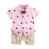 AMIMOJY Children Kids Toddler Baby Boys Clothes Cotton and Linen Tops Cactus Print T Shirt and Shorts 2pcs Outfits Set, 12-18 Months, Pink view 1