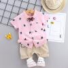 AMIMOJY Children Kids Toddler Baby Boys Clothes Cotton and Linen Tops Cactus Print T Shirt and Shorts 2pcs Outfits Set, 12-18 Months, Pink view 2
