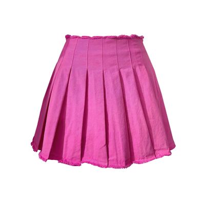 ZHANCHTONG Women's High Waist A-Line Pleated Mini Skirt Short Tennis Skirt (Frayed-Rose,M)