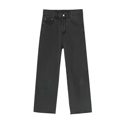 JEsilunmaMY Men's Distressed Straight Leg Jeans Fashion Comfort Cotton Denim Pants Loose Casual Carpenter Jean Trousers (Black,Small)