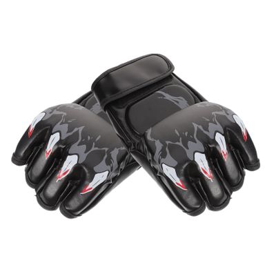 Anneome 1pair Half-Finger Kickboxing Gloves for Sparring and Training Pu Material Excellent Shock Absorption Stylish Design for Men Women and Youth