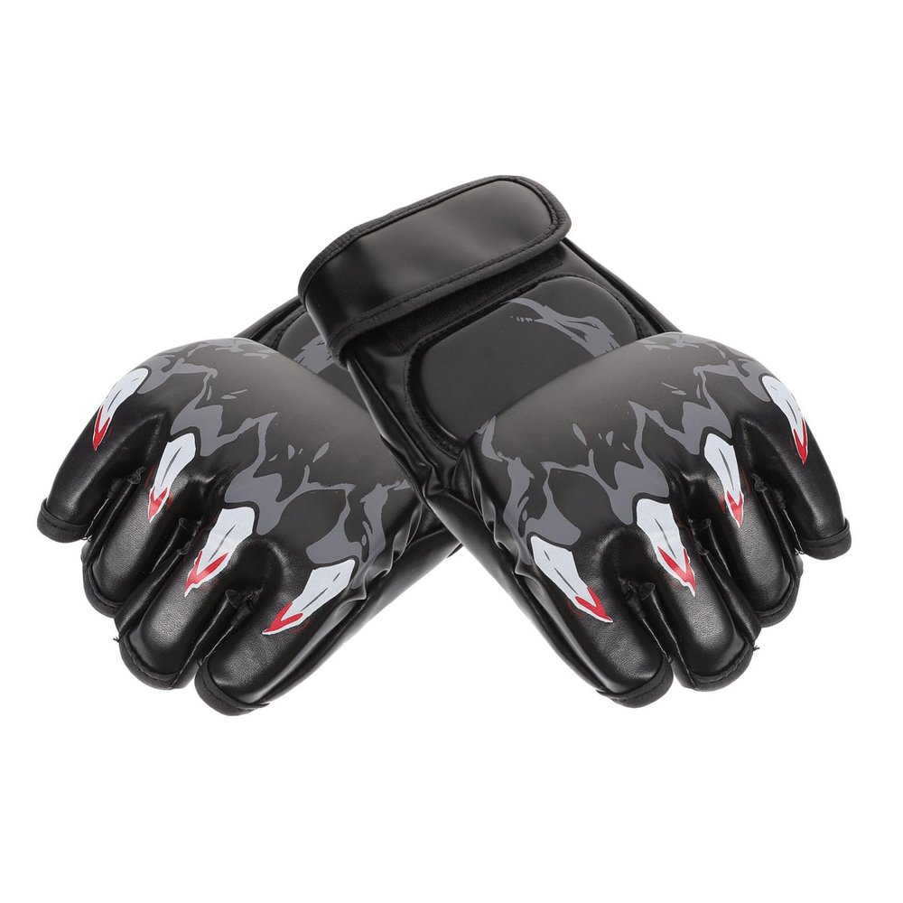 Anneome 1pair Half-Finger Kickboxing Gloves for Sparring and Training Pu Material Excellent Shock Absorption Stylish Design for Men Women and Youth