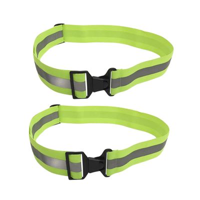 GANAZONO 2pcs Reflective Safety Straps for Night Running Cycling Elastic Waist Belts Adjustable Safety Gear Fluorescent Green Random Style