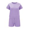 GOKKILRW Womens 2 Piece Outfits Short Sleeve Solid Color Summer V Neck Tee Shirts Shorts Casual Loose Fit Sweatsuit Tracksuit view 3