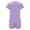 GOKKILRW Womens 2 Piece Outfits Short Sleeve Solid Color Summer V Neck Tee Shirts Shorts Casual Loose Fit Sweatsuit Tracksuit view 4