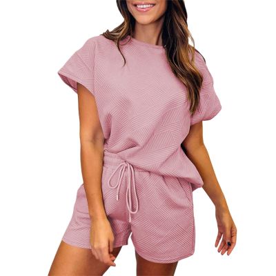 GOKKILRW Womens 2 Piece Outfits Short Sleeve Solid Color Summer V Neck Tee Shirts Shorts Casual Loose Fit Sweatsuit Tracksuit
